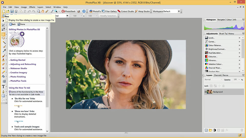 serif photoplus x8 foto editor interfaccia